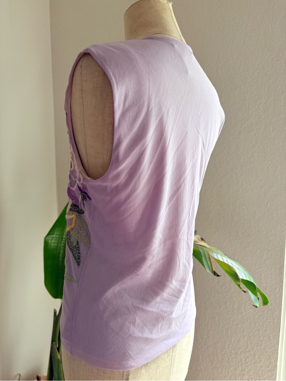Vivienne Tam VTG Sheer Mesh Embroidered Floral Tank Top Shirt 90s Rare Purple 2 - Picture 11 of 15